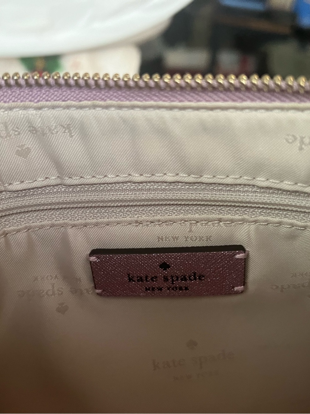 kate spade Metallic Lavender Pink Shoulder Bag with Gold-Tone Plaque - Picture 4 of 4